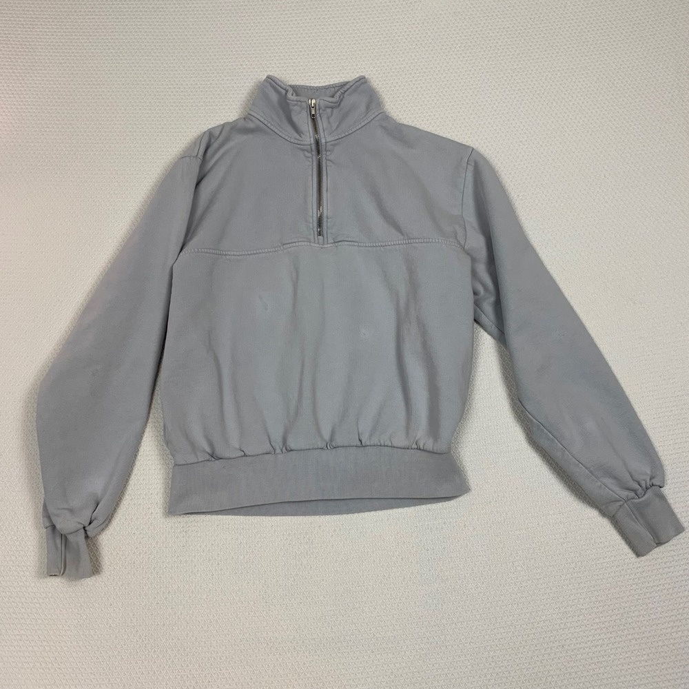 Brandy Melville Women OS Light Blue Quarter Zip Pullover Sweatshirt Italy